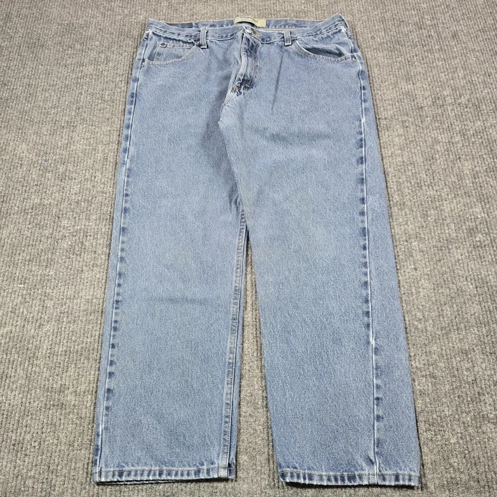 Wrangler Authentics Jeans Mens 38x30‎ Light Wash Blue Straight Leg Denim